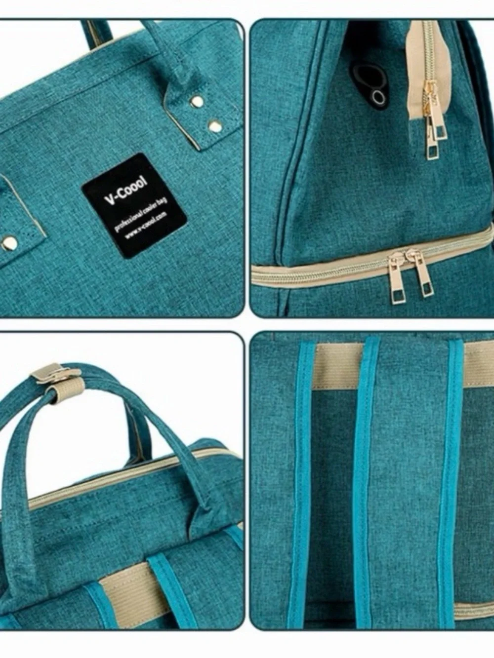 V-COOOL Breast Pump Backpack Insulated Cooler Bag Teal Diaper Bag USB Port - Picture 5 of 5